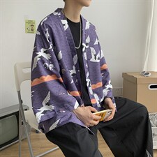 夏大码风港风外套防晒服和服开衫薄款道袍披风汉服潮F12/P40，男装衬衫，钱塘713
