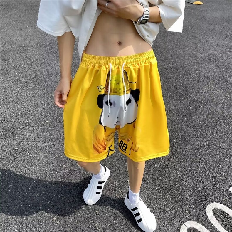 2024年夏季新款休闲裤恶搞熊猫头卡通短裤男DK5542P22,男装牛仔裤,星座1116-2