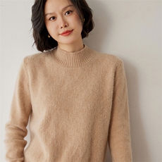 时尚百搭半高领羊绒衫简约优雅显瘦毛衣，女装羊绒衫，米琪莲羊绒