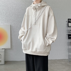 麂皮绒卫衣连帽M~8XL大码宽松美式重磅半拉链帽衫外套WY9102/P68，女装短外套，电商B238