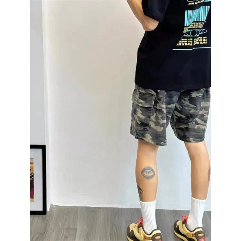 【有货】DA52-P40美式复古迷彩工装短裤男夏季高街大口袋五分裤,男装牛仔裤,星座603-2