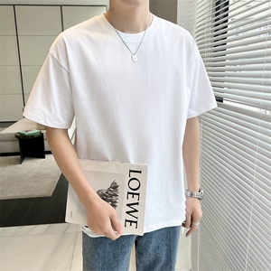 店主风 夏季纯棉短袖T恤男2026新款轻熟风纯色破洞半袖 TX31-P38图片