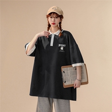 中性风23新款夏季百搭翻领100棉时尚百搭短袖T恤PL283P40控58，男装T恤，A247A