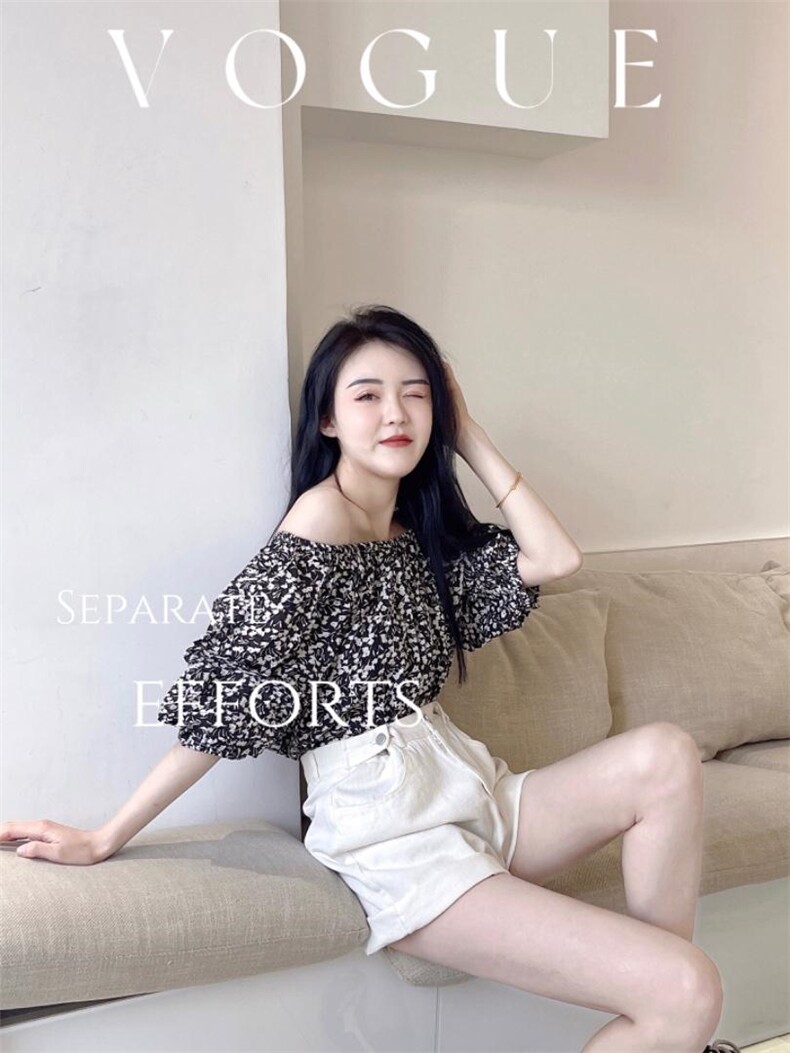 夏季新款一字肩上衣，其它，浅卡