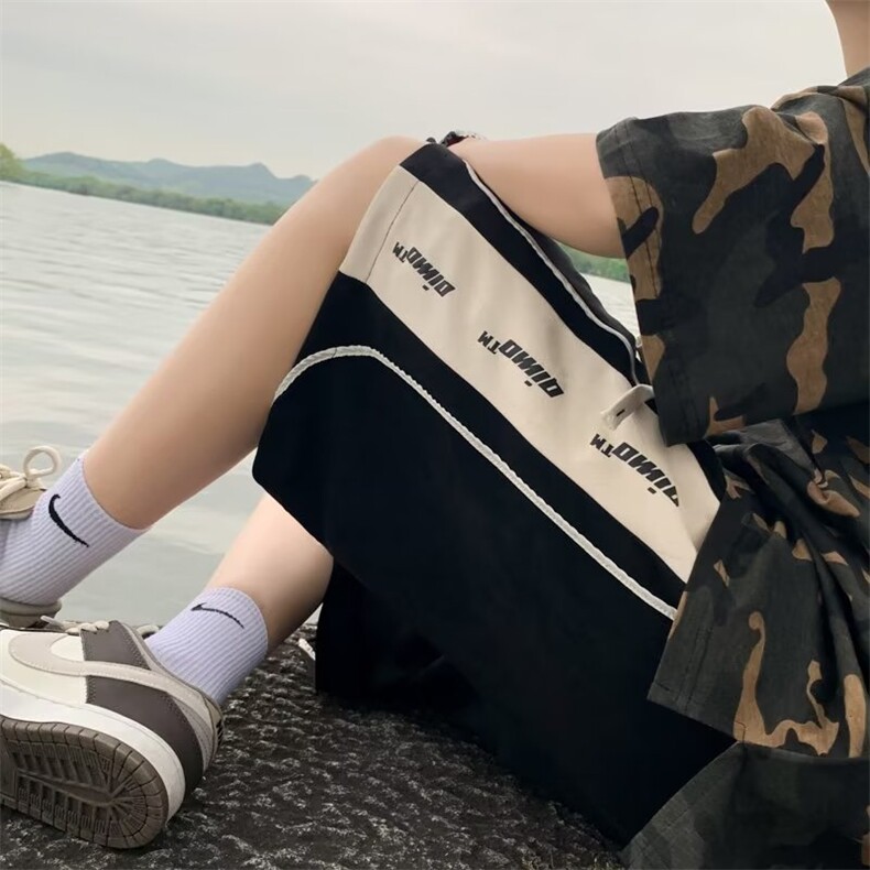 条纹休闲短裤男士夏季潮牌潮流中裤港风宽松T162-P32,男装休闲裤,星座1109-3