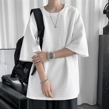 华夫格t恤男ins潮流上衣夏季潮牌宽松港风短袖百搭半袖TX32-P25，男装T恤，星座1008