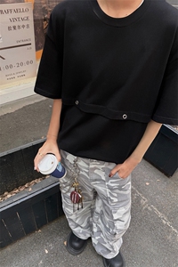 白色高级短袖男设计感小众cleanfit韩系上衣修身半袖慵懒风特P32图片