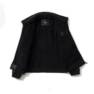 防麂皮绒机车服皮毛一体飞行服皮衣男外套保暖男士夹克F6000*图片