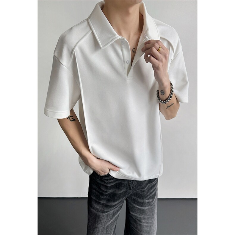 2026夏季新款港风内景大码翻领个性短袖M-5XHT26248-特P20，男装T恤，电商A022