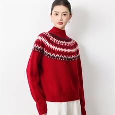 2025年女士秋季一线成衣重工浮雕提花，女装羊毛衫，挚尚羊绒