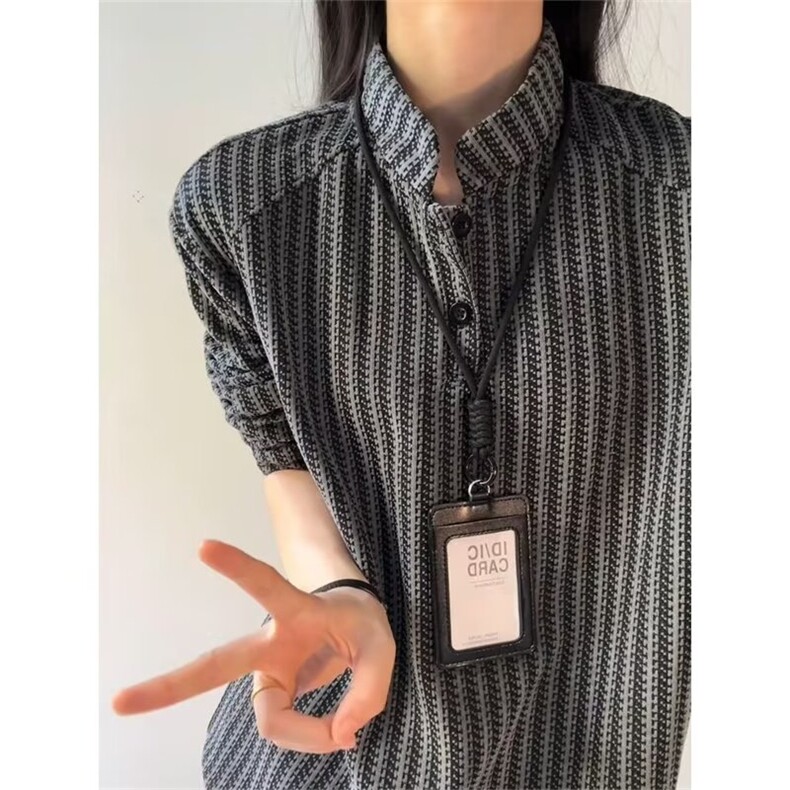 鱼骨纹美式亨利领卫衣男款秋季重磅千鸟格长袖t恤polo内搭打底衫,男装T恤,星座302B