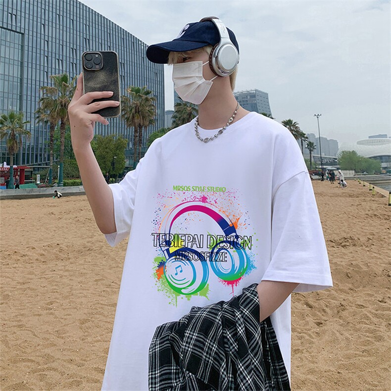 T782P26夏季新品港风高街美式短袖T恤宽松ins重磅纯棉体恤,男装T恤,星座304A
