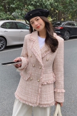 蓝色小香风西装外套女2025春秋新款小个子气质高级感炸街休闲西服，女装短外套，2C088