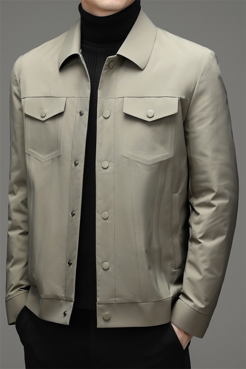 新款冬季鹅绒羽绒服男士休闲翻领中青年外套夹克SNNYR82013-P165，男装羽绒服，电商B212（原钱塘6029）