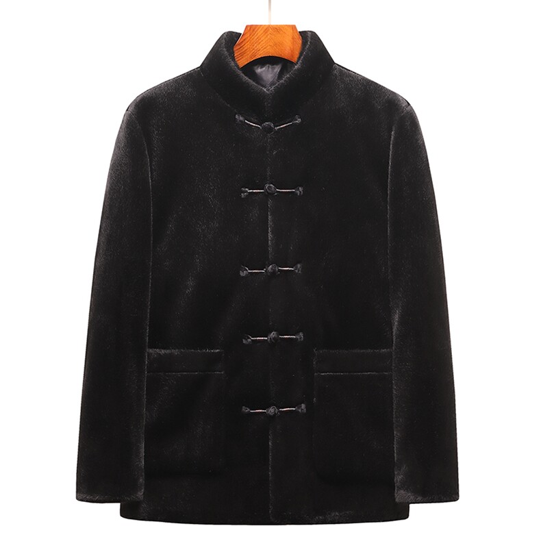 冬季新款盘扣风中年水貂毛皮草唐装外套男士民族服TR118-P245，男装夹克，星座1105-3