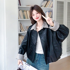 新品大货好数据假两件蛋白皮衣外套6839-P165控268，女装短外套，2C196