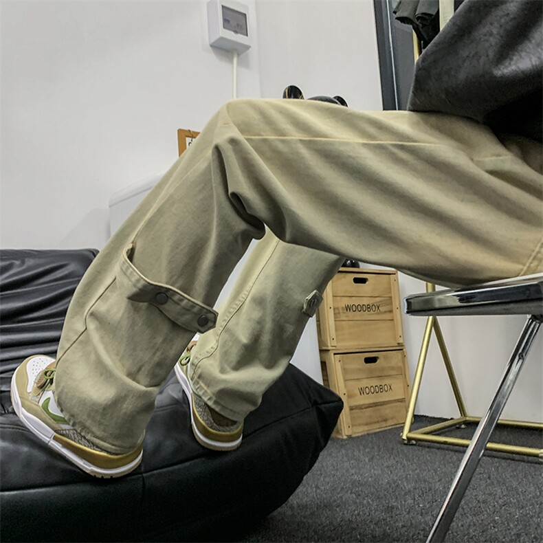黄泥牛仔裤男款冬季宽松潮牌工装裤子美式高街微喇裤G352-P42,男装牛仔裤,星座1001-1