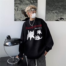 复古着设计小众慵懒风绿色条纹高级感显瘦休闲毛衣男女潮春，男装针织衫/毛衣，星座716-3