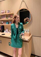 手工拉毛小香套装裙，女装职业装，沐依惜(2F)