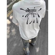 1506/QCM3270/P31重磅美式高街烟花印花短袖潮牌百搭宽松上衣服，男装T恤，星座1506