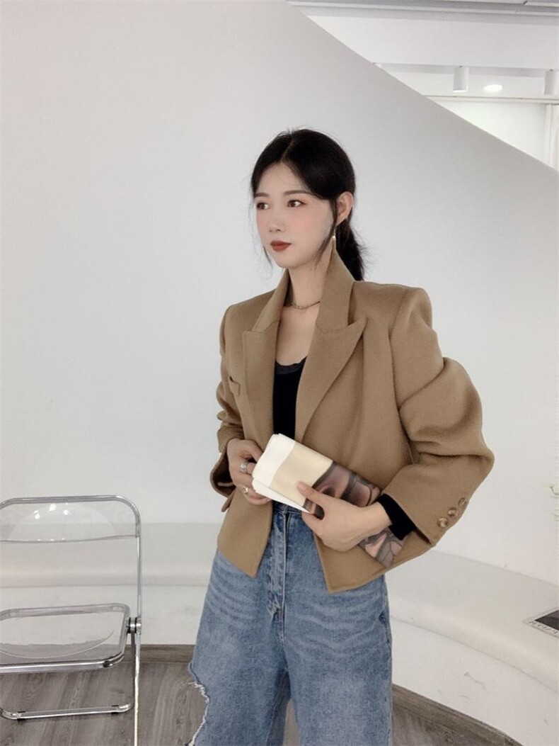 短款小西装双面羊绒，女装西装，新依西阁