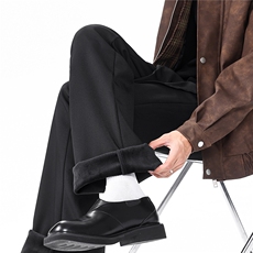 cleanfit黑色微喇弯刀西裤美式高街裤子男直筒休闲西装裤KZ058P50，男装西服套装，电商B312