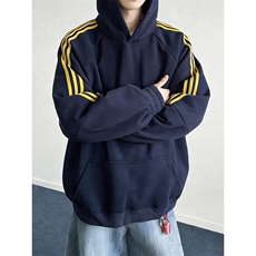 春装新款高品质男女美式高街结构全棉纯色宽松织带连帽卫衣CM23，男装卫衣，电商A486