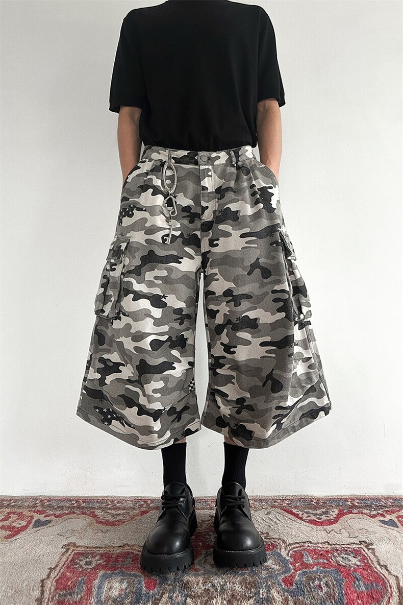 903-AK056-特P55【S-3XL】白迷彩七分短裤4,男装牛仔裤,星座903