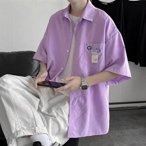 短袖衬衫春款男港风潮流H11P28图片