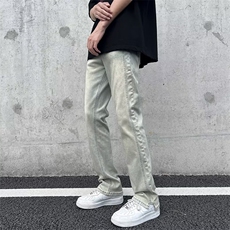 新款黄泥牛仔裤男女直筒做旧休闲显瘦裤美式高街微喇裤MN75-P55，男装牛仔裤，星座1008-1