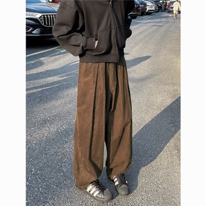 复古休闲拖地裤男士韩版潮流ins男女同款直筒阔腿高街痞帅哈伦裤图片
