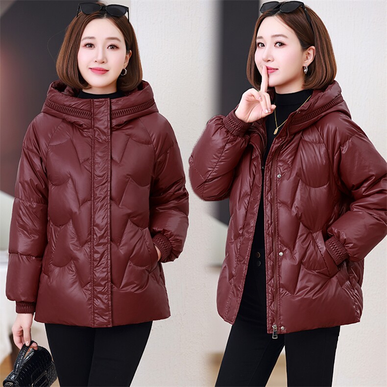 时尚连帽加厚保暖羽绒服女2024冬新款洋气妈妈休闲宽松白鸭绒外套,女装棉衣/棉服,婷思杰（原婷想服饰）