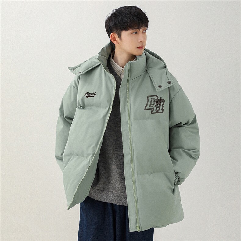 日系白底加厚连帽棉男保暖棉服男新外套女新MY6206P115控158,男装棉衣,电商A268-1