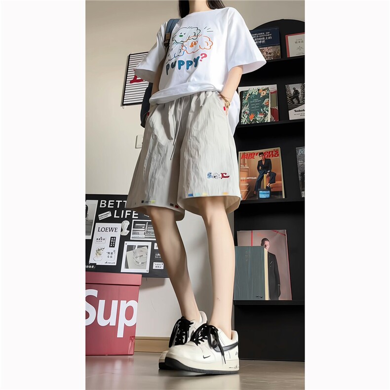 万针刺绣设计冰丝短裤女夏款2025新款中裤815A-DK24-P40控68,男装牛仔裤,星座815A