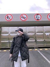 韩系荷叶边中长款羽绒，其它，驿谷