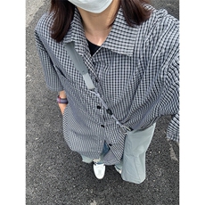 格子衬衫春夏美式短袖衬衫港风情侣装休闲衬衣CS286-P30，男装T恤，星座301C-5