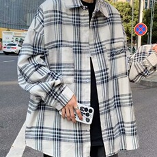 秋冬季少年感格子衬衫男款长袖2025新款秋季男生衬衣宽松外套潮牌，男装衬衫，星座506A