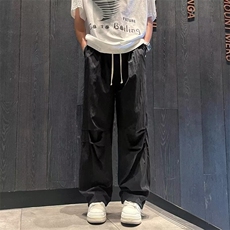 美式机能冲锋裤男女夏季款速干潮牌冰丝褶皱直筒速干长裤宽松型，男装休闲裤，星座1013