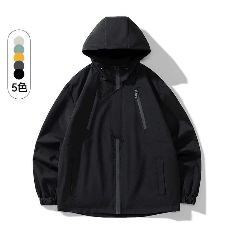 新款连帽冲锋衣夹克白底平铺男撞色潮流休闲外套A238-JK2307-P68,男装夹克,星座717