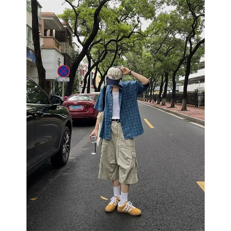 【网图现货】美式复古直筒工装七分裤K51/P45,男装牛仔裤,星座205-3