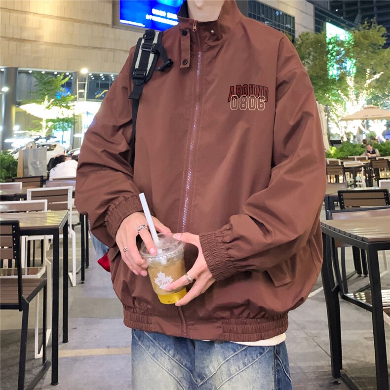 港风23新款秋季时尚百搭宽松字母印花潮流夹克外套F424P65控88,男装夹克,电商A247