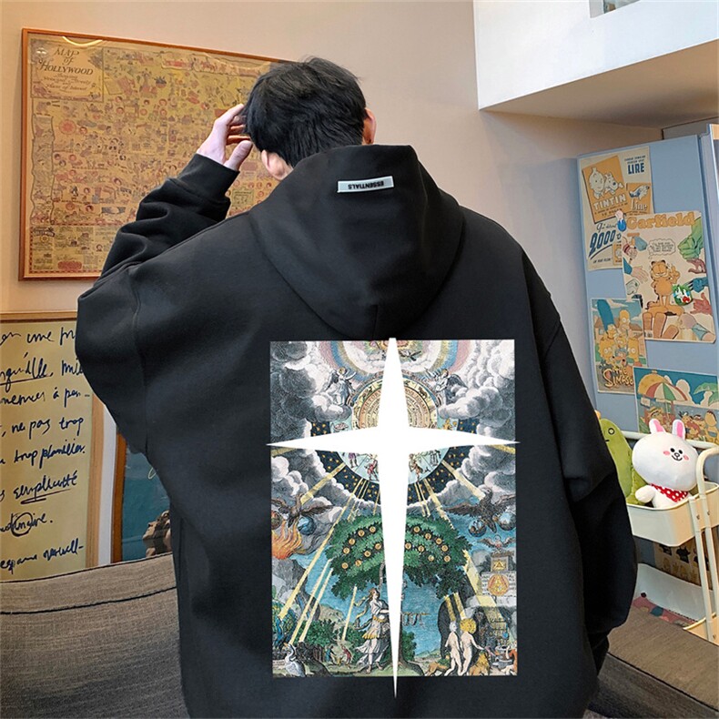 供抖音丶重磅高品棉350克排扣连帽十字卫衣LW6071-特p58控78图片