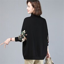 春装女装2022年款潮韩版时尚印花高领卫衣女宽松显瘦长袖上衣，女装卫衣/绒衫，简韵佳