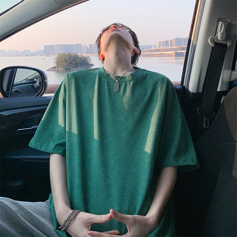 得物抖音品质二开240克重磅宽松纯棉美式扎染做旧工艺短袖T恤图片