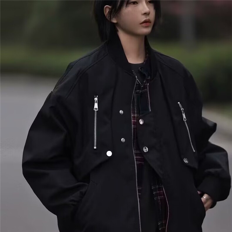 街头棒球服简约时尚男女宽松外套潮cleanfit夹克JT118,男装夹克,星座1116A-1（原606A）
