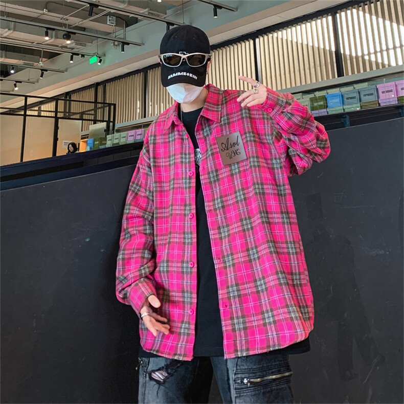 CS32-P35美式潮牌格子休闲长袖衬衫,男装衬衫,星座1501-1
