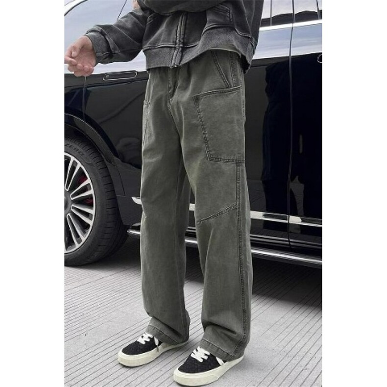 W10376-P53网图现货美式复古潮牌宽松口袋工装裤高街直筒休闲裤，男装工装外套，星座1608