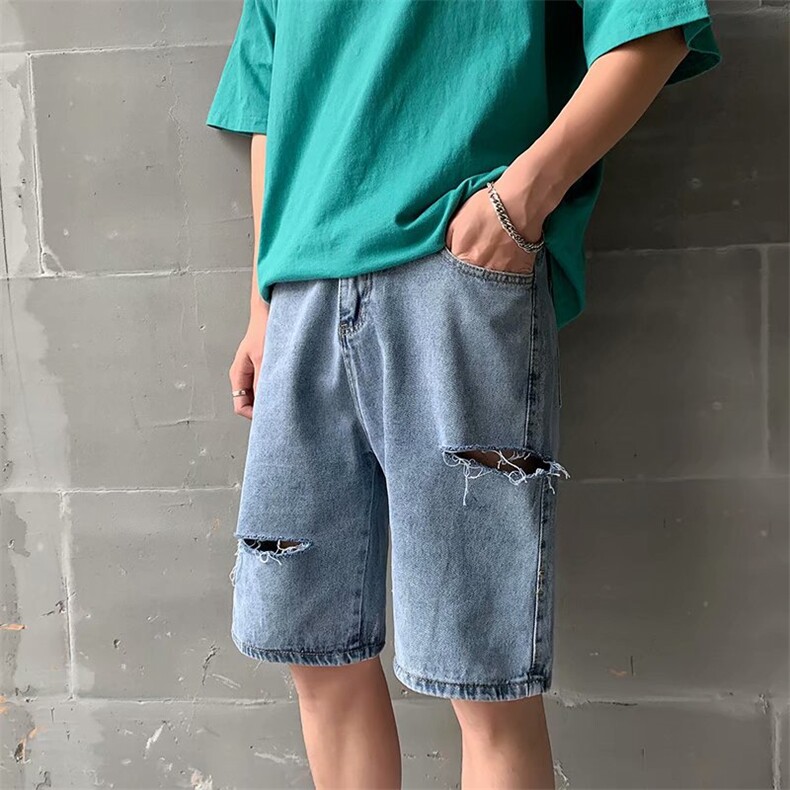 宽松直筒五分裤拉链牛仔裤水洗潮流男FA026-P32,男装牛仔裤,星座208-5