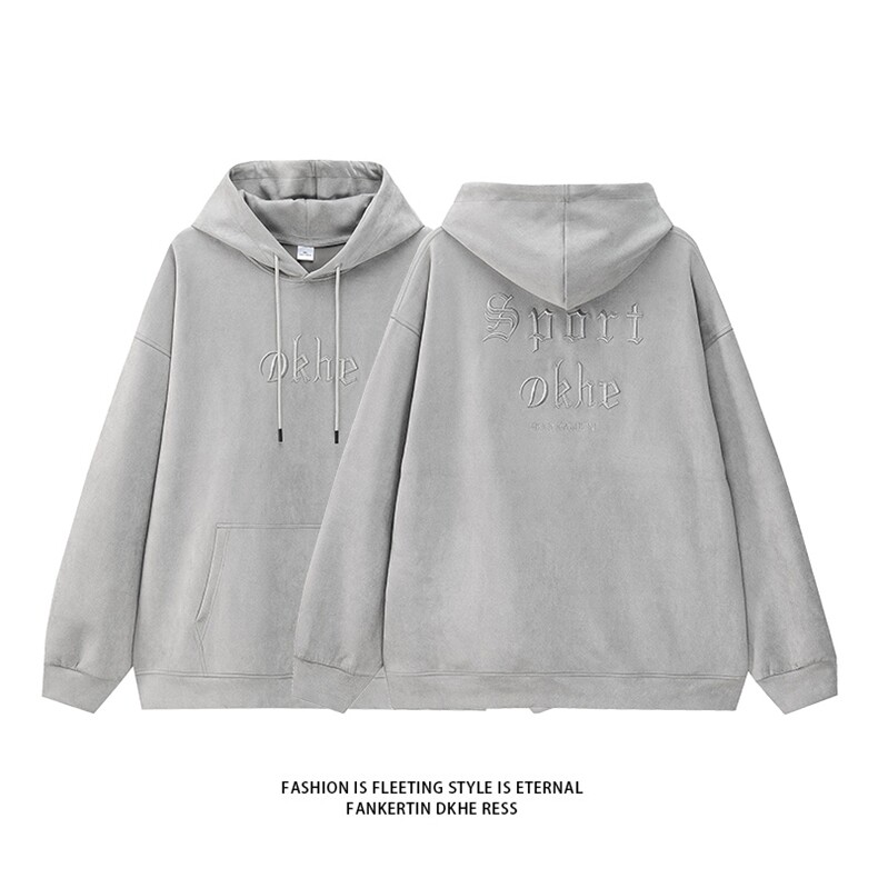 M-6XL380克大码秋季新款连帽麂皮绒刺绣套头卫109-W02042-P58,男装卫衣,星座109
