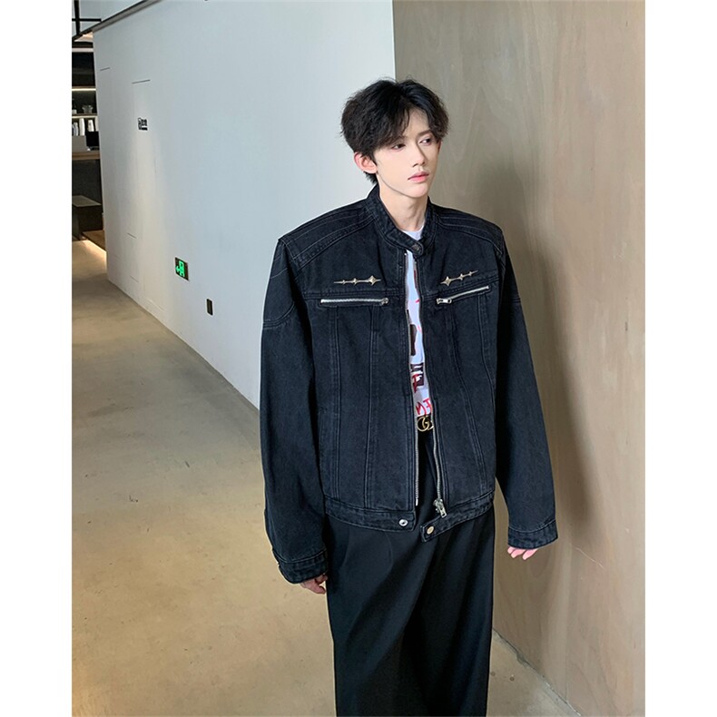 1303B-JK5501-P98138原版做工洗水拉链设计牛仔外套,男装工装外套,星座1303B